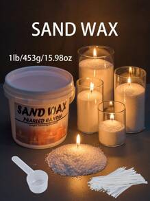 1lb/453g Sand Wax Pearled Candle In Bulk Bucket,1pc Spoon And 50 Wicks Included,Refillable Beaded Wax Sand For Candle Making,Candle Wick,Ice Flower Wax,Handmade Pearled Candle Reusable Candle Making,DIY Gifts,Aromatherapy Candle,Candles Home Decoration,Weddning Decor