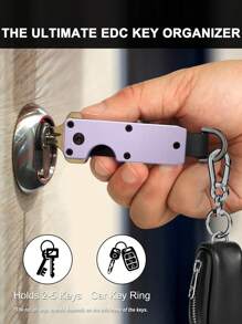 MIYIN 极简钥匙扣 - 精致金属钥匙收纳器，带螺丝刀，碳纤维纹理，男女通用蓝色钥匙扣，防刮表面，时尚轻巧便携，纤薄耐用，附赠礼盒，是送给朋友、家人、爱人、男友的理想礼物，适合生日、周年纪念日、父亲节、圣诞节、感恩节等各种场合，复古风格 - 淡紫色 - 查看 5