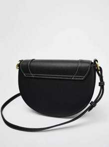 Spring New Product For Foreign Trade: Women's Bag, Wine Red Saddle Bag, Color Contrasting Thread Cutting Decoration, Handheld Shoulder Cross Shoulder Flip Hard Bag