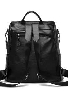 Vintage Soft Leather Anti-Theft Backpack High Capacity Kangaroo Shoulder Bag - Rust Brown - View 4