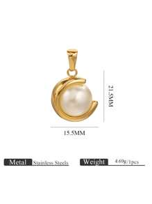 1PC Stainless Steel Fashion Casting Can Rotate Faux Pearl Pendant Gold Plated DIY Necklace Pendant Accessories Fashion Accessories