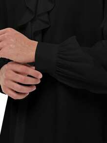 Men's Medieval Ruffle Collar Long Sleeve Shirt, Gothic Style Costume For Festivals And Parties - Black - View 6