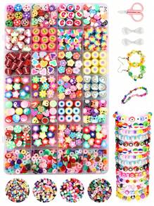 Polymer Clay Beads Bracelet Making Kit With Rope Loose Spacer Beads DIY Arts Friendship Crafts Gifts For Jewelry Making Kit Bracelets Necklace Earring Random Style