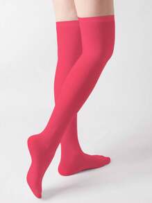 1 Pair Multi-Color Velvet Over-The-Knee High Socks, Fashion & Versatile, Spring And Autumn