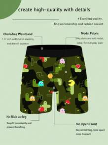 Calzoncillos boxeador largos deportivos para hombres con estampado de juegos, que absorben la humedad, con estampado, de secado rápido, calzoncillos casuales novedosos para hombres