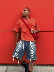 2025 Print Patchwork Casual Men Short Sleeve T-Shirt, Fashionable Versatile Daily Wear, Spring/Summer