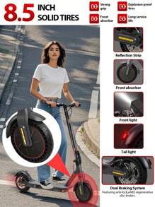 Electric Scooter For Adult & Teen - Mankeel 500W Moter Foldable Electric Scooter With 8.5Inch Solid Tires, 30 Miles Range, APP Control, Max Speed 19MPH, Disc Brake, E-Scooter For Teen And Adults