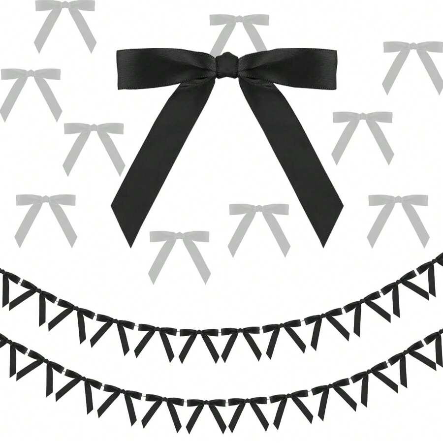 2pcs Bowknot Pendant Decors, Pink & Black Bowknot Backdrop Banners For Birthday Party, Wedding, Bachelorette Party Decorations