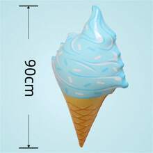 1pc Large Inflatable Swim Ring, Ice Cream Shaped Floating Swim Pool Floatie, Beach Essentials, Beach Accessories - Multicolor - View 4