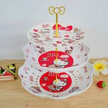 Sanrio Three Pieces Set Of Sanrio Melamine Imitation Ceramic Cute Hello Kitty My Melody Gemini Three-Layer Fruit Tray Cake Rack Cartoon Pattern, Item Placement Rack, Multi-Functional Placement Rack, Creative Living Room Modern Afternoon Tea Cake Rack, Multi-Layer Cake Rack, Item Storage Rack, Bathroom Storage Rack,
