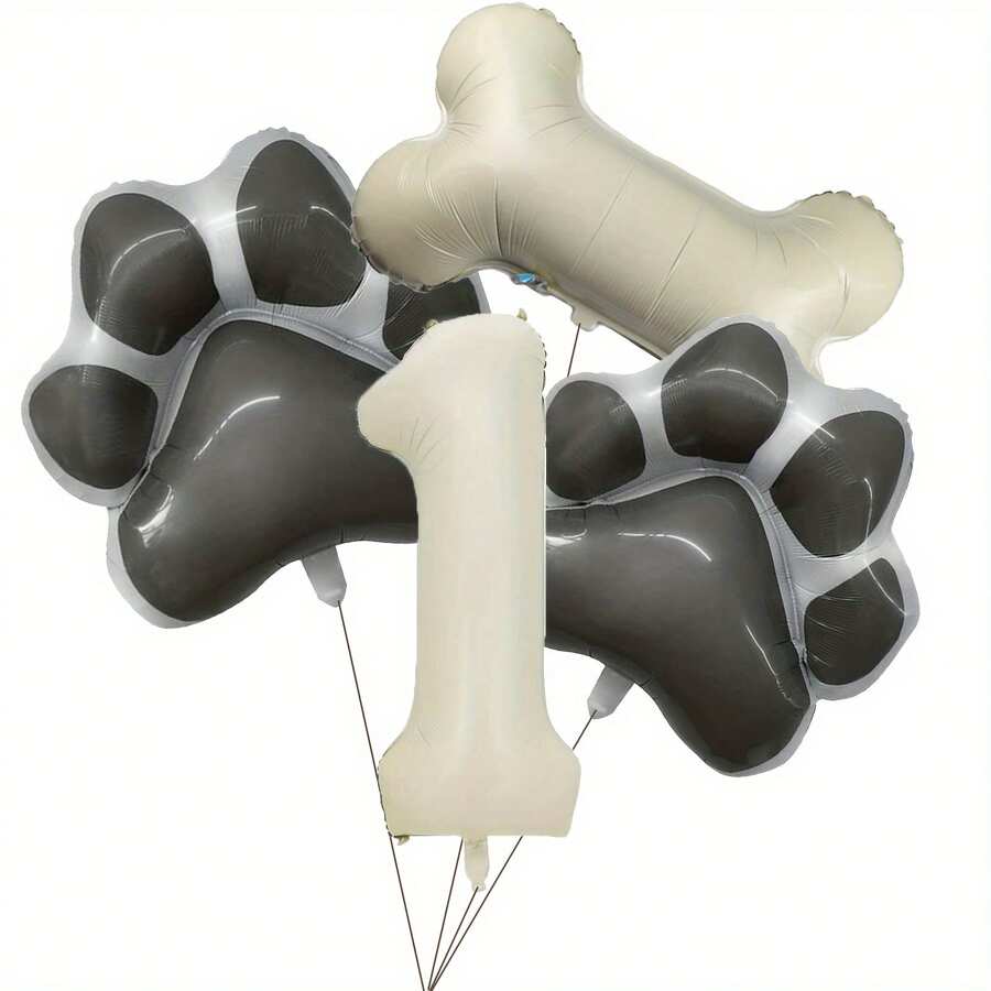 狗狗生日派对气球数字 1-9，适合生日派对、爪子和骨头形状宠物庆祝装饰
