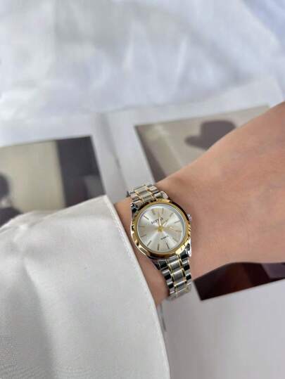 Sottas New Stylish Goud Watch, Minimalist Elegante Korean Versatile Steel Strap, Luxe Quartz Waterproof Wristwatch view 4