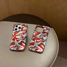 Wave Ripples Glacier Ombre Blue, Brown, Red Water Wave Gradient Double-Layer IMD Soft Phone Case Compatible With IPhone 16 Pro MAX / 15 Pro Max / 14 Pro / 13 / 12