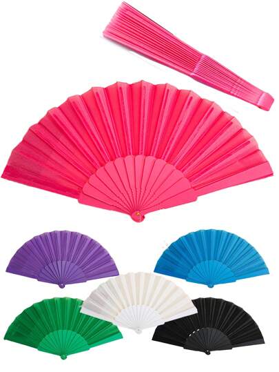 1PC/5PCS Plastic Portable Handheld Dance Party Fan, Chinese Japanese Wedding Decoration Folding, Low-Key And Simple Gift, Suitable For Parties, Weddings, Ceremonies, Home Decoration, Or As A Gift For Others, As A Performance Prop; Suitable For DIY, Suitable For Party Themes Or Creating Unique Designs.