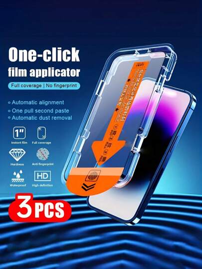 3 piezas de protector de pantalla de vidrio templado HD compatible con iPhone 11/12/13/14/15/16, Plus/Pro/Pro Max X XS MAX XR - Instalación fácil con un solo clic, cobertura completa, anti-arañazos, resistente al agua, protección de pantalla de alta definición, regalo de protector de pantalla de teléfono para cumpleaños, familia, amigos a prueba de golpes y caídas, anti-huellas dactilares