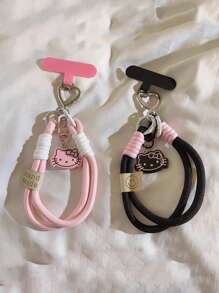 3D KT Cat Rotating Lock Braided Wrist Strap, Suitable For Universal Phone Cases DIY, Phone Accessories, Portable Keychain, Earphone Cartoon Cute Pendant Lanyard For Japanese/Korean/ Girls