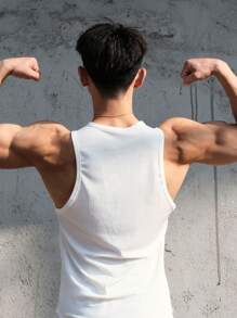 Heavy Thick American Style Waffle Knit Tank Top, Vintage Fitness Compression Activewear, Cotton Ribbed Muscle Tee Sleeveless Tops For Summer