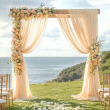 1 tấm vải trang trí cổng cưới màu sâm panh, kích thước 28 inch x 19 feet; 1 tấm rèm phông nền cổng cưới trong suốt màu trắng ngà, thích hợp cho lễ cưới, trang trí trần nhà tiệc tùng. - Rượu sâm banh - Xem 2