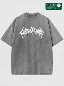 1 Pcs 230gsm New Design Printed Men's T Shirt, Versatile Round Neckline Short Sleeve T Shirt For Men - Soft & Comfortable Washed Cotton Men's Tee For All Seasons Wardrobe - 淺灰色 - 查看 1