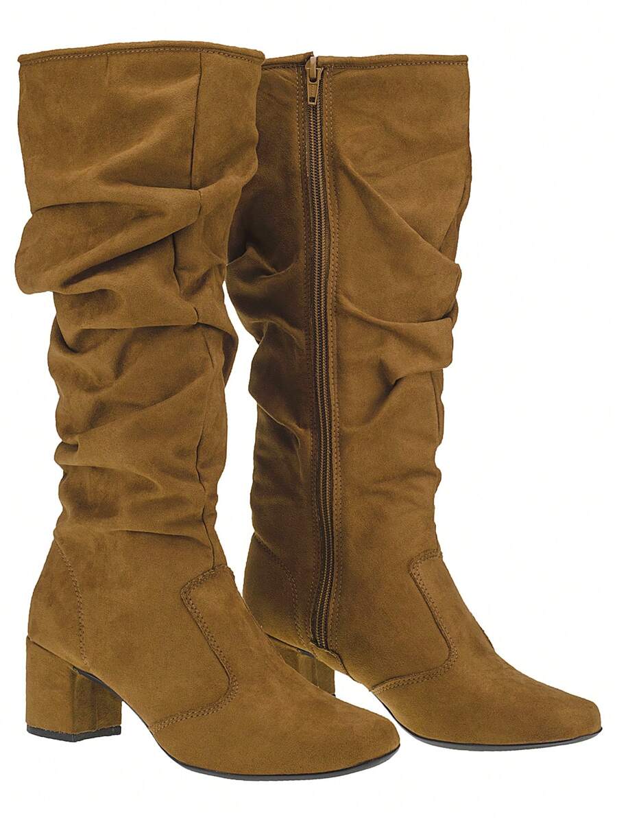 Women's Over The Knee Boots, Long Shaft, Low Square Heel, Fashion 452 - 駝色 - 查看 1