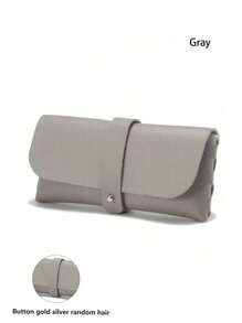 1pc Glasses Case With Buckle Closure, Portable Eyeglasses Box For Sunglasses And Reading Glasses, Colored Pu Leather Pink