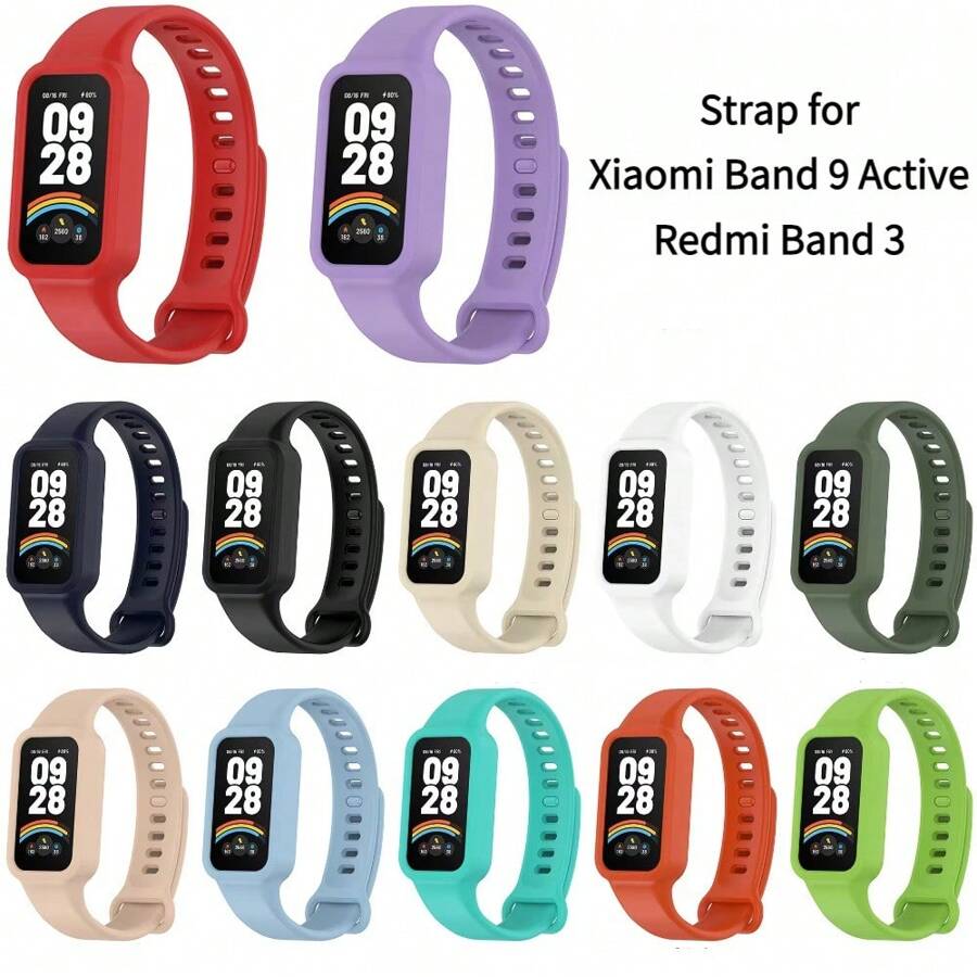 Correa de silicona compatible con Xiaomi Smart Band 9 Active Strap, accesorios de relojes inteligentes, pulsera compatible con correa Redmi Band 3, funda de reloj - Unitalla - Ver 1