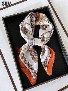 1pc Women's Fashionable And Fresh Printed Polyester Scarf ,Paisley Print Bohemian Bandana,Square Scarf Elegant Bandana,Hair Band,Head Band Ideal For Dressing Up Your Look Valentine's Day Valentines - 70 Satin - View 13