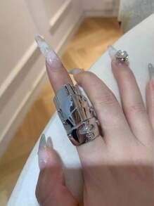 1pc Punk Hiphop Couple Armor Knuckle Rings, Multilayer Adjustable Movable Joints Saturn Design Fashion Ring