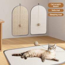 1pc Sisal Cat Scratcher Board, Vertical Wall-Mounted, Anti-Scratch, , Odorless Cat Scratching Mat, Scratch Pad & Massage - Multicolor - View 4