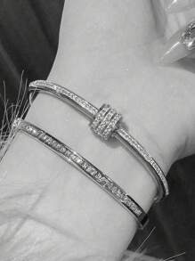 1pc/2pcs/3pcs Stainless Steel Bracelet Men And Women's Four Seasons Personalized Design Heart Zirconia Bracelet Jewelry Accessories Gifts, Jewelry Gold Jewelry Jewelry Women Bracelets Accessories Women Stainless Steel Jewelry Bracelets For Women Western Jewelry