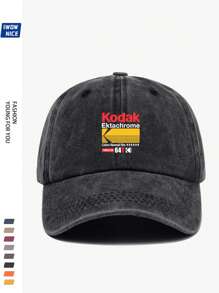 1pc Vintage Korean Style BLACK Film Print Adjustable Casual Baseball Cap, Unisex Retro Trucker Hat, Soft Peak, All Season, Suitable For Leisure, Hiking, Photography, Birthdays, Parties, Holiday & Valentine's Day Gifts