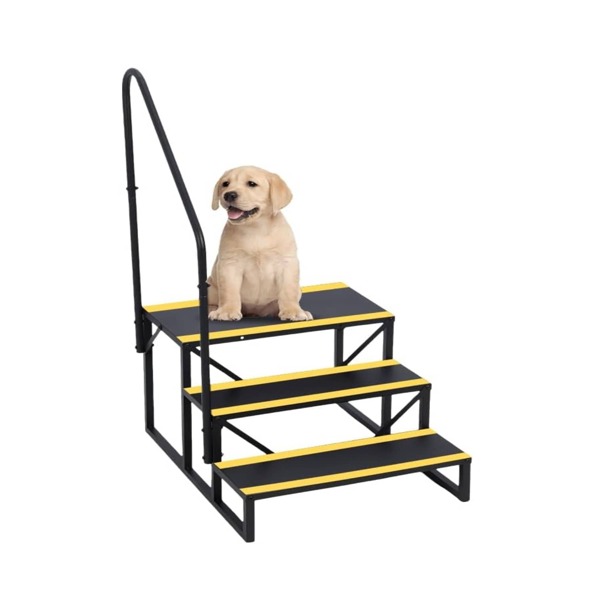 CuisinSmart 3 Steps RV Stairs With Anti-Slip Tapes & 2 Handrails,Hot Tub Steps Metal,Portable Mobile Home Stairs For RV & Travel Camper Trailers