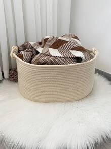 1 件加厚可折叠超大洗衣篮，毛毯篮，手工编织篮，带吉祥扣手柄，用于存放衣服、毛毯、靠垫、玩具、杂物、鞋子，适用于卧室、洗衣房、走廊、现代波西米亚风绳子植物衣架、木藤几何篮子、天然混合金属框架装饰，适用于沿海花园装饰 - 米色 - 查看 15