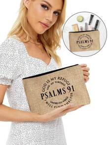 Multi Functional Canvas Zipper Medicine Bag - Psalms 91 Themed Makeup Bag - Lightweight And Odorless Polyester Travel Wash Bag,Perfect Travel Organizer For Cosmetics And Stationery,Fun Patterned Canvas Medical Bag,Essential Travel Makeup Bag:Girls' Travel Life Bag - Multicolor - View 3