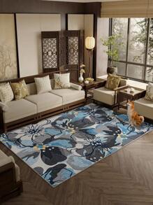 Mata przyjazna dla zwierząt Blue Early Spring Floral Pattern, miękka, wodoodporna i nadająca się do prania w pralce. Nadaje się do salonu, sypialni, kuchni, tarasu, patio. Dywan wejściowy, dywan dekoracyjny. Mały rozmiar odpowiedni do maty do kojca dla zwierząt.