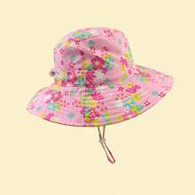 1 件婴儿/幼儿/儿童卡通印花渔夫帽，0-6 岁，可调节宽边沙滩太阳帽，防紫外线 UPF50+