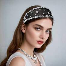1pc Black Lace Headband, Versatile Daily Wear Hair Accessories, Netted Rhinestone Embellished Elegant Hairband For Women Headbands Hair Hoop