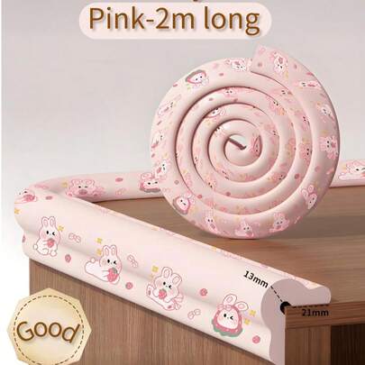 2 metros de tira de protección anti-colisión rosa para bebés, tira de espuma elástica con diseño en forma de nube, diseño de dibujos animados, se puede cortar a medida, autoadhesiva, fácil de usar después de despegar, no deja marcas. Protección anti-golpes para esquinas de mesas y muebles. (Instalar después de limpiar y no tocar durante 24 horas después de la instalación.)