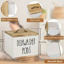 1 pieza Caja de almacenamiento para cápsulas de detergente para lavavajillas con estilo rústico, organizador para cápsulas y pastillas de detergente que ahorra espacio, adecuado para la lavandería, el baño y la organización del hogar