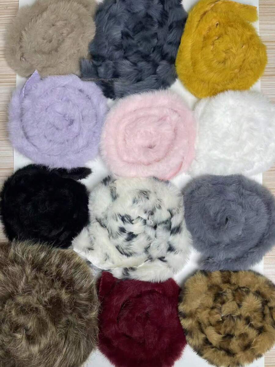 1米人造毛皮条加厚仿貂皮毛羽装饰围巾羽长袍羽高级定制Tissu Couture毛绒蓬松布条时尚胶带缝纫配件工艺新娘装饰家居装饰 - 彩色 - 查看 1