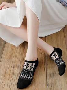 5 pares de calcetines invisibles de encaje, estilo casual, con agarre antideslizante de silicona para mujer, calcetines tipo náutico con forro de nailon bajo para usar con bailarinas y tenis