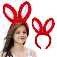 1 Piece Plush Rabbit Ear Hair Hoop Clasp For Girls Young Women Cosplay Headwear - Pink - View 2