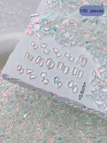 50/100 Peças Brilhantes Verão / Primavera Oceano Queijo Árvore Resina Manicure Strass, Formas Quadradas, Redondas, Retangulares, Coração, Decorações de Unhas de Cristal para Unhas dos Dedos de Verão, Tamanho Aproximado de 0,5 cm, Acessórios de Unhas Minimalistas e Fofos, Suprimentos de Unhas DIY, Encantos de Unhas, Gemas de Unhas - Multicolorido - Visão 3