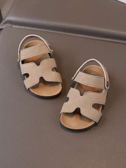 1 Pair Baby Open Toe Sandals, Summer Flat Shoes For Toddler Boys And Girls