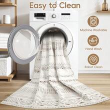 Alfombra Grande para Sala de Estar 5x7: Alfombras Boho Marroquíes Lavables a Máquina para Dormitorio Debajo de la Mesa de Comedor - Alfombra Interior Moderna Antideslizante para Oficina en Casa - Marrón/Crema - Gris Beige - Ver 3