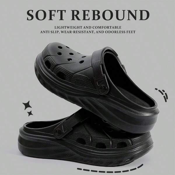 Women's Summer Thick Sole Elevated Perforated Beach Sandals, Non-Slip Slippers Couples Unisex