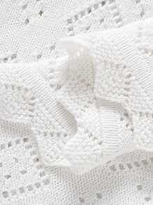 1 pieza Manta de bebé de punto con dobladillo con volantes, linda, para todas las estaciones - Blanco - Ver 5