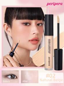 Peripera K-Beauty 双重持久遮瑕膏，尖端遮瑕膏，适用于敏感肌肤，液体遮瑕膏，轻盈，全面覆盖，持久，遮瑕，修饰，遮盖，保湿，提亮，浅沙色，韩式彩妆 - #02 Natural Beige - 查看 4