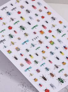 2片迷你自然昆虫美甲贴纸，3D可爱昆虫美甲贴花蜜蜂DIY设计，3D自粘美甲贴纸，美甲装饰，春夏美甲用品 - 彩色 - 查看 4