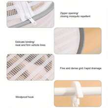 1 pieza Tendedero plegable para uso al aire libre, deshidratador de alimentos multiusos de poliéster con tapa, jaula de malla colgante portátil para pescado, verduras, sin necesidad de electricidad, seguro para el contacto con alimentos - Multicolor - Ver 3